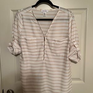 Calvin Klein, Size Medium, khaki & white stripe, Lake, Boat attire